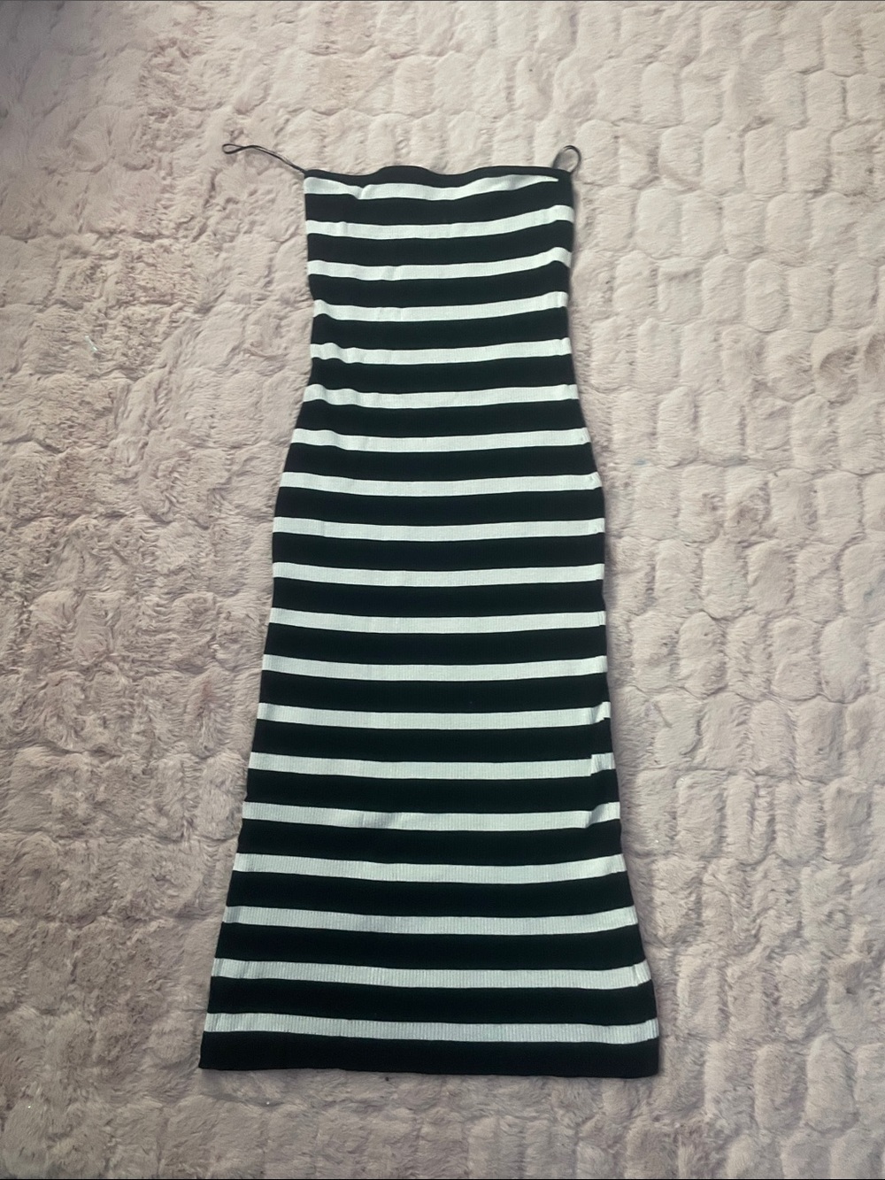H&M Black and White Strapless Stripe Dress